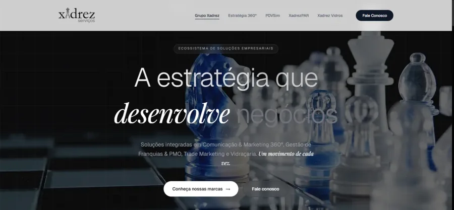 Página de Grupo Xadrez aberta no desktop