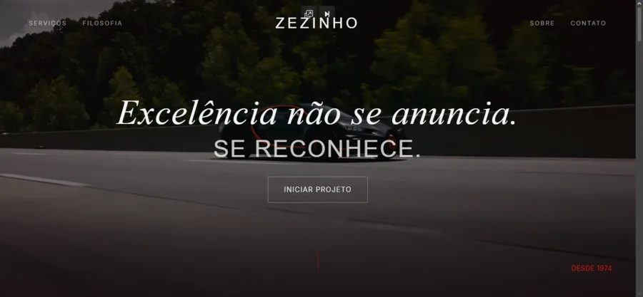 Página de Estética Zezinho aberta no desktop